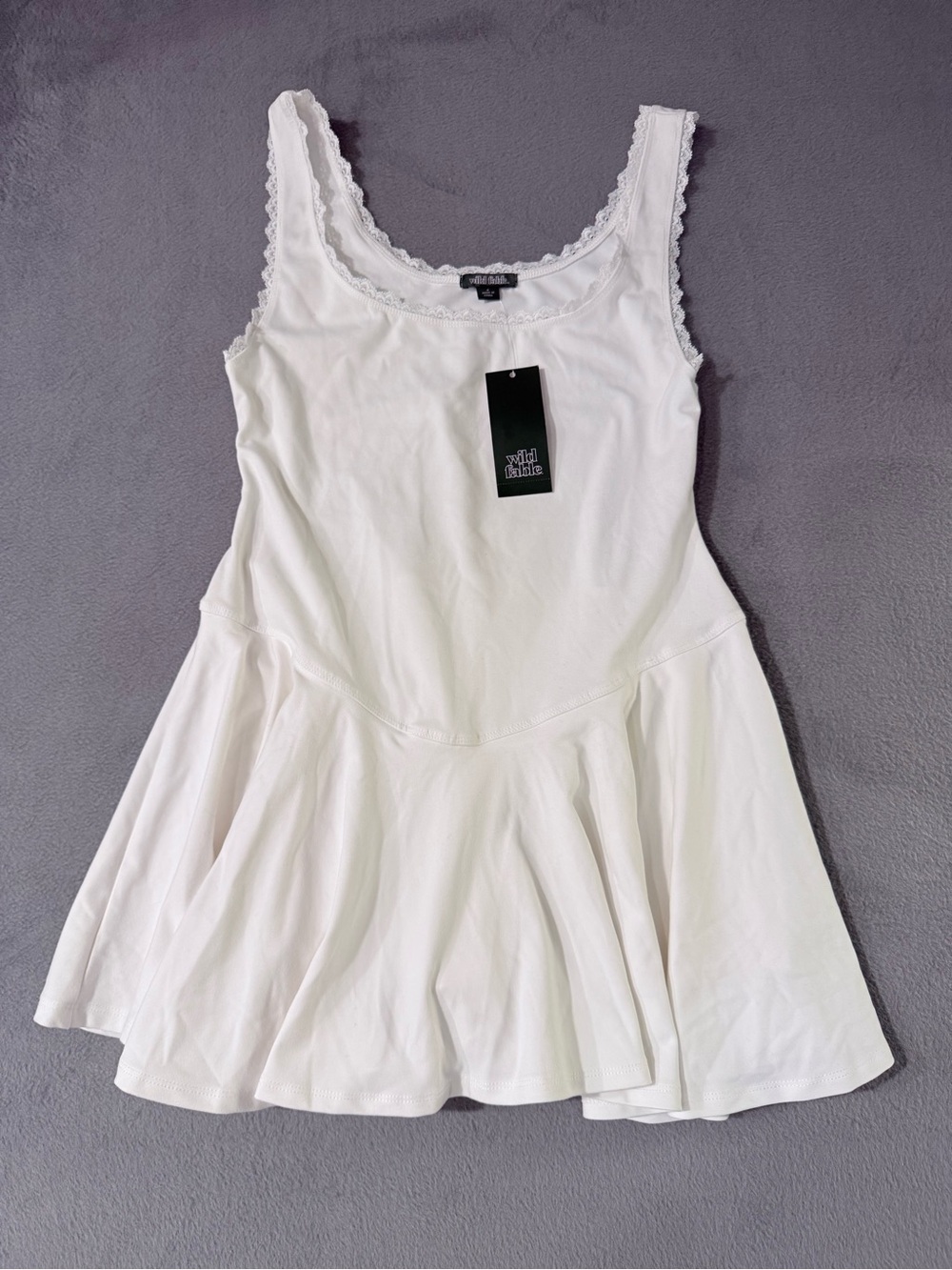 wild fable - White Lace-Trim Active Dress